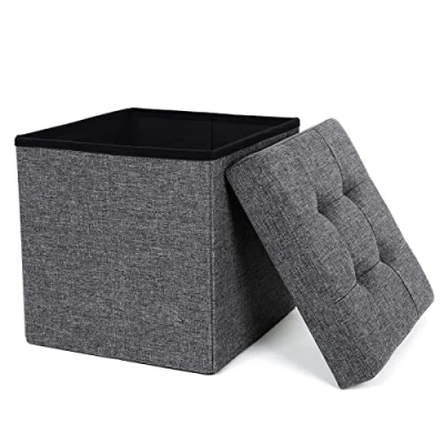 Abbildung von SONGMICS Sitzhocker mit Stauraum, faltbarer Hocker, Fußhocker, Falthocker, Sitzwürfel für Wohnzimmer, Schlafzimmer, 38 x cm, dunkelgrau LSF27Z
