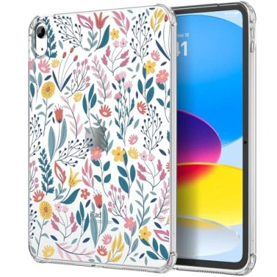 Abbildung von MoKo Hülle Kompatibel mit iPad 10. Generation 2022, 10,9 Zoll, Kratzfest Klare Schutzhülle Dünne Cover Stoßfester Schlagfestigkeit Tablet Hülle, Blume