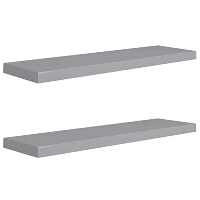Abbildung von vidaXL 2X Wandregal Schwebend Hängeregal Wandboard Bücherregal Regalbrett Schweberegal CD DVD Regal Dekoregal Grau 90x23,5x3,8cm MDF