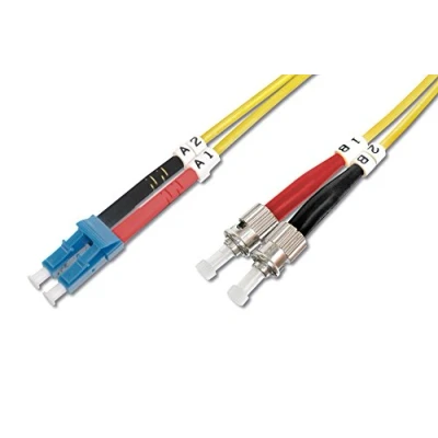 Abbildung von DIGITUS DK 2931 03 Glasfaserkabel OS2 3 m LC zu ST Duplex LWL Kabel 1/10 Gbit/s SM Singlemode Glasfaser LAN Fasertyp: 9/125 µ Gelb (Yellow)