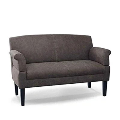 Abbildung von CAVADORE 2 Sitzer Küchensofa Malm, Sitzbank für Küche oder Esszimmer in Lederoptik, Inkl. Armteilverstellung, Federkern und moderner Kontrastnaht, 152 x 97 78, Mikrofaser: grau