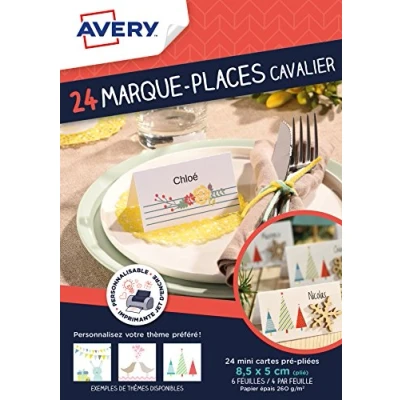 Abbildung von Avery Bedruckbare Tischkarten Cavalier 8,5 x 5 cm, 24 Stück