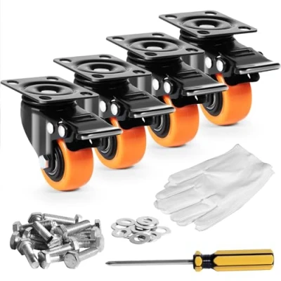 Abbildung von VEVOR Möbelrollen 4er Set Lenkrollen PVC φ50,8mm Laufrollen 272kg Tragfähigkeit Transportrollen mit Doppelkugellagern Kastenrollen 360 Drehbar Schwerlastrollen für Häusern Büros Studios Fabriken