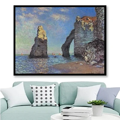 Abbildung von Zhyaunz Die Klippen von Etretat 5D Diamond Painting Set Claude Monet Kreuzstich Stickerei Voller runder Handwerkskunst Geschenk 40x50cm