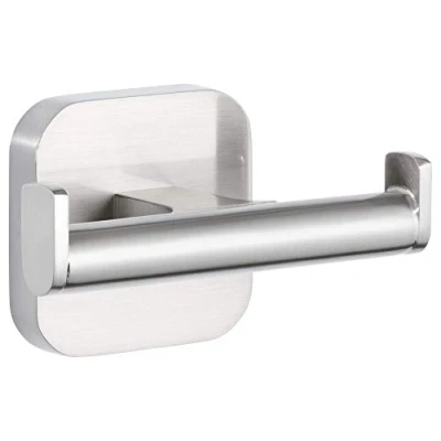 Abbildung von tesa Handtuchhaken ESTEETIC Bademantelhaken, Badezimmer, Gäste WC, Wandmontage, (Packung, 1 St., inkl. Klebelösung), Handtuchhalterung zum Kleben ohne Bohren Edelstahl silber matt