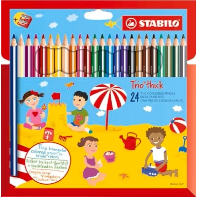 Abbildung von STABILO Buntstift Trio dick Dreikant 24er Set mit Spitzer