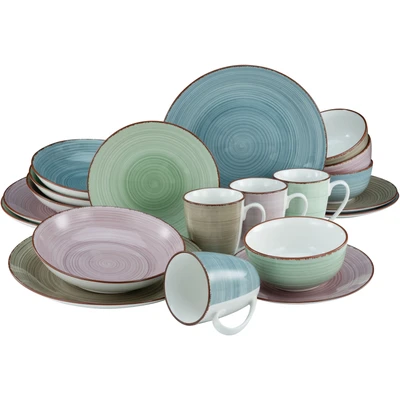 Abbildung von CreaTable Kombiservice &quot;Geschirr Set Samba&quot;, (Set, 20 tlg., Kaffeeservice und Tafelservice im Set, für 4 Personen), Service, handgemalter Spiraldekor, Teile, Personen