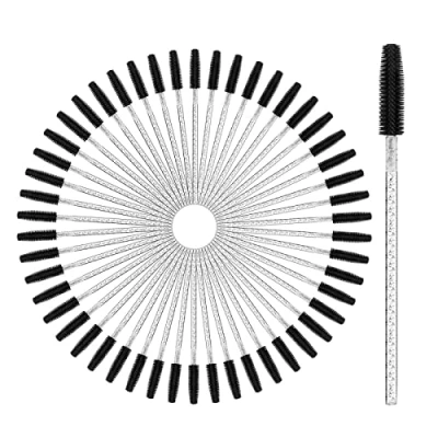 Abbildung von vgggrd 50 Stück Einweg Wimpernbürste, Kosmetik Pinsel für Wimpern und Augenbrauen, Mascara Zauberstäbe Beauty Salon Hausgebrauch (Transparent Schwarz)