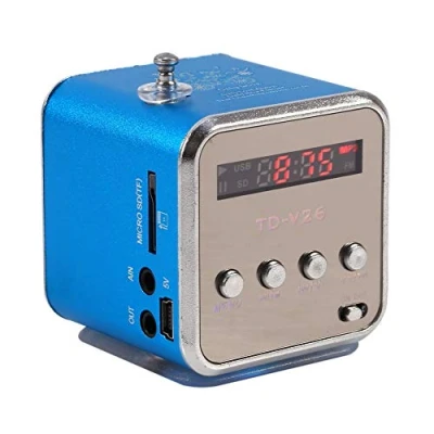 Abbildung von Cuifati Lautsprecher Musik Player Tragbar Leichtes FM Radio Stereo PC Fashion Support TF Karte und U Disk Stecker Play FAT16/FAT32 Dateisystem(Blau)