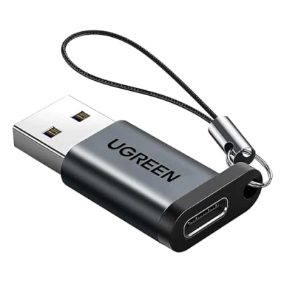 Abbildung von UGREEN USB 3.0 auf C Adapter 10Gbps Stecker zu Buchse A Ladegerät Ladekabel Max 18W kompatibel mit iPhone16 15 Pro iPad Galaxy S23 Serie Laptops usw. (Schwarz)