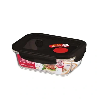 Abbildung von LOCK &amp; Frischhaltedose aus Glas mikrowellengeeignet Oven Glass Für Backofen, Mikrowelle zum Einfrieren Mikrowellengeschirr mit Deckel, 630 ml