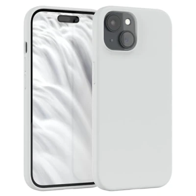 Abbildung von EAZY CASE Premium Silikon Handyhülle kompatibel mit iPhone 15 Slimcover Kameraschutz und Innenfutter, Silikonhülle, Schutzhülle, Bumper, Handy Case, Hülle, Softcase, Weiß