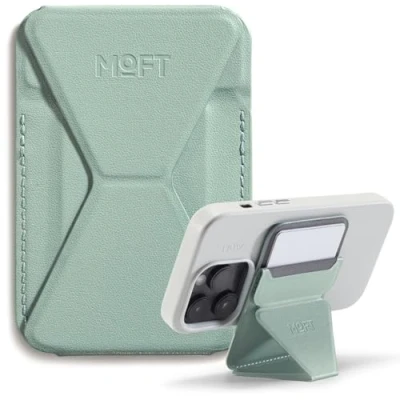 Abbildung von MOFT Magnetischer Handy Wallet Ständer, Veganem Leder Kartenhalter Stand Kompatibel mit Magsafe iPhone 15 14 13 12 Serie, 3 Betrachtungswinkel