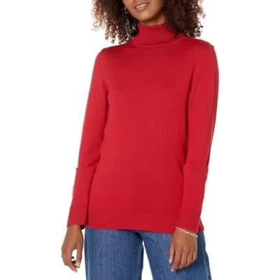 Abbildung von Amazon Essentials Damen Leichter, Langärmeliger Rollkragenpullover, Klassischer Schnitt (Erhältlich In Übergröße), Rot, XL