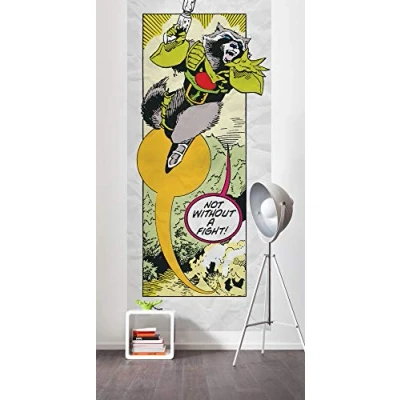 Abbildung von Komar Vliestapete &quot;Guardians Retro Comic Rocket Raccoon&quot;, 100x250 cm (Breite x Höhe)