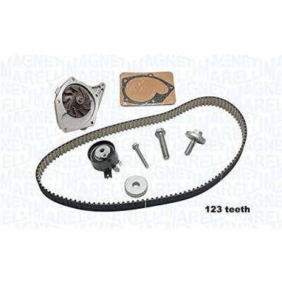 Abbildung von MAGNETI MARELLI 341404170002 Wasserpumpe + Zahnriemensatz RENAULT: CLIO 3, MEGANE 3 Grandtour, TWINGO 2, DACIA: Duster SUV, Sandero I, Logan I MCV