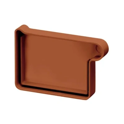 Abbildung von INEFA Dachrinnen Endstück Kastenrinne PVC NW83 / 83mm, rechts Braun Dachrinnenzubehör, einfache Steckmontage, Made in Germany