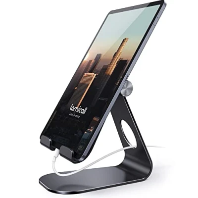 Abbildung von Lamicall Tablet Ständer Verstellbar, Halterung Universal Halter, Halterung, Dock für 2024 iPad Pro 9.7, 10.5, 11, 12.9, Air Mini 6 5 4 3 2, Samsung Tab, mit 4.7 13 Zoll Schwarz
