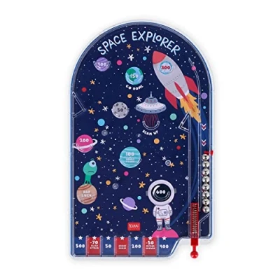 Abbildung von Legami Mini Flipper, tragbares Spiel, 17,7 x 29 cm, Space Thema, PBG0004