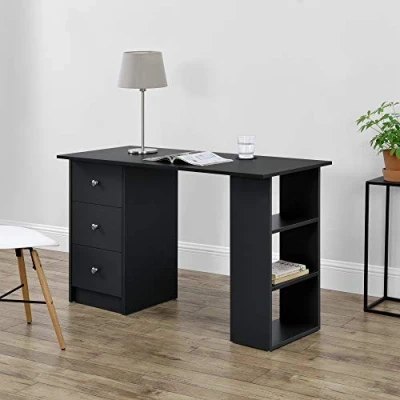 Abbildung von en.casa Schreibtisch, »Lemberg« mit Schubladen und Ablagen 120x50x72cm Schwarz