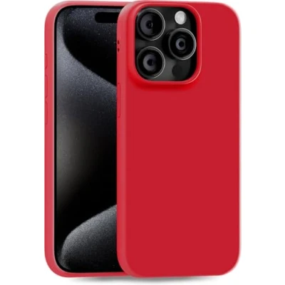 Abbildung von MyGadget Hülle kompatibel mit iPhone 15 Pro robuste Silikon Schutzhülle TPU Case Slim Silikonhülle Back Cover Ultra Kratzfest Handyhülle matt Rot