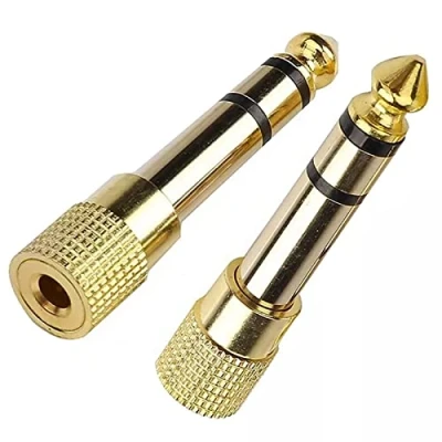 Abbildung von Longivia® 2 Stück HQ Klinkenstecker Adapter 6.35mm auf 3.5mm Reines Kupfer mit Vergoldete Kontakte Stereo Klinke 6 3 5 Jack Klinkenadapter für Keyboard, Lautsprecher, Kopfhörer