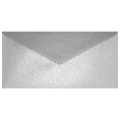 Abbildung von Netuno 25 Briefumschläge Perlmutt Silber DIN lang 110x 220 mm 120g Aster Metallic Silver silberne Umschläge DL schick edel Briefkuverts schön für Einladungs Karten Hochzeit Geburtstag Weihnachten
