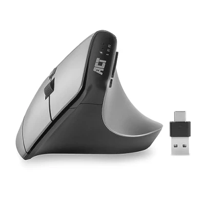 Abbildung von ACT Vertikale Maus, 2400 DPI, Nur Rechtshänder, Ergonomische Maus Anti RSI, Kabellose Bluetooth 5.0 USB C und A 2.4Ghz, bis zu 3 Geräten AC5155