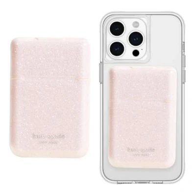 Abbildung von kate spade new york Magnetische Klapphülle für Handys, Kartenhalter, kompatibel mit MagSafe Handys und Hüllen, glitzernd Pink