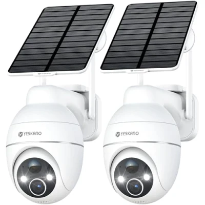 Abbildung von YESKANO 2K Überwachungskamera, WLAN, für den Außenbereich, kabellos, Solarpanel, 360 , PTZ, Kamera, Akku 2,4 GHz, Nachtsicht, Farb PIR Erkennung