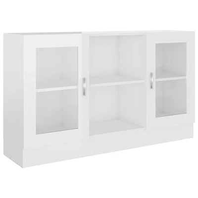 Abbildung von vidaXL Vitrinenschrank Sideboard Kommode Anrichte Vitrine Schrank Beistellschrank Mehrzweckschrank Hochglanz Weiß 120x30,5x70cm Holzwerkstoff