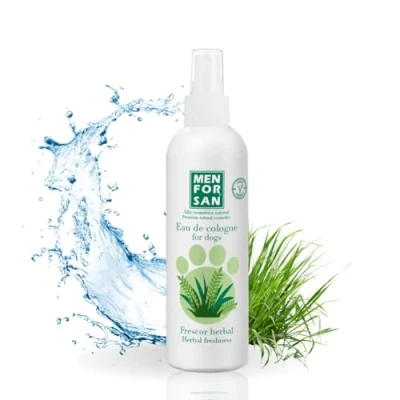 Abbildung von MENFORSAN Eau de Toilette für Hunde, Kräuter, intensiver und erfrischender Duft, Deodorant Effekt, mit sehr milden Inhaltsstoffen reizen die Haut nicht, pH neutral, 125 ml