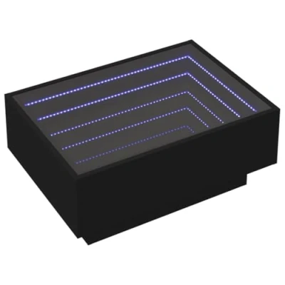 Abbildung von vidaXL LED Couchtisch, Beistelltisch mit Infinity Spiegel, Kaffeetisch Sofatisch für Wohnzimmer, Wohnzimmertisch, Schwarz Holzwerkstoff