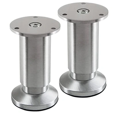 Abbildung von 2 Stück Möbelfüße TERRA Höhe 100 mm Alu gebürstet Tischfüße höhenverstellbar bis max. 15 mm, belastbar 250 kg/je Fuß von SOTECH