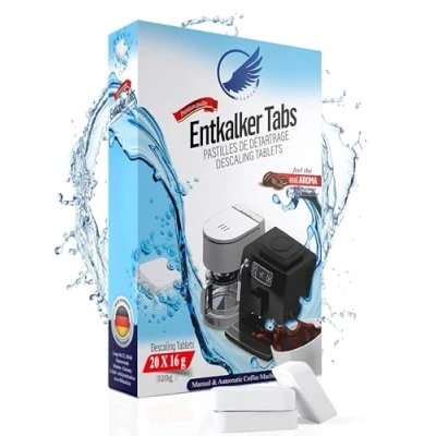 Abbildung von Entkalkungstabletten für Kaffeevollautomaten &amp; Kaffeemaschinen 20 Tabs kompatibel mit Jura,Siemens EQ Series, Bosch, Miele, Melitta, Krups, Tassimo uvm &quot;Made in Germany&quot;