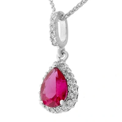 Abbildung von Orphelia Damen Anhänger met Kette 925 Silber rhodiniert Zirkonia rot Brillantschliff ZH 7226/RU