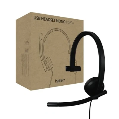 Abbildung von Logitech H570e USB Headset mit Mikrofon für PC und Mac, kabelgebundenes C Mono Sound, Mikrofonen Geräuschunterdrückung, zertifiziert Microsoft Teams, Schwarz