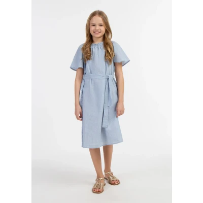 Abbildung von DREIMASTER Summer Dress 146 / Hellblaue dünne Streifen 57% Polyester 40% Baumwolle 3% Metallfaser