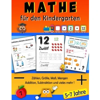 Abbildung von Mathe für den Kindergarten 5 7 Jahre: Zahlen schreiben lernen ( Zählen, Addition, Subtraktion, Mengen…) Perfektes Übungsbuch zur Vorschule oder Grundschule A4 Format