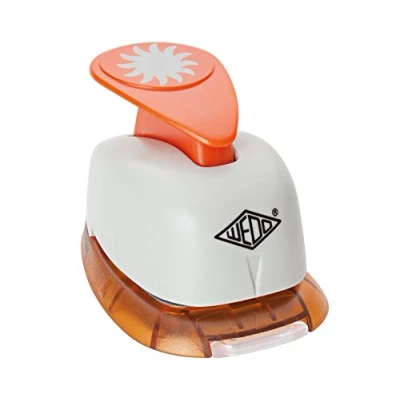 Abbildung von Wedo 168216 Motivlocher groß Sonne (mit praktischem Auffangbehälter, Ausstanzung 2,4 x cm) grau / orange