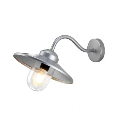 Abbildung von Elstead Lighting Klampenborg Wandleuchte E27 40W IP44 Edelstahl, klares Glas; Silber L:42cm B:27.5cm Ø27.5cm dimmbar