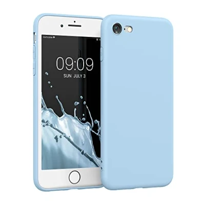 Abbildung von kwmobile Handyhülle kompatibel mit Apple iPhone SE (2022) / (2020) 8 7 Hülle Handy Case aus weichem Silikon in Hellblau matt