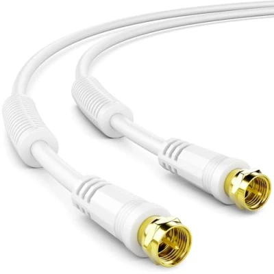 Abbildung von deleyCON 15m SAT TV Antennenkabel Koaxial Kabel HDTV 4 fach Schirmung DVB S S2 Radio DAB Mantelstromfilter Ferritkern Weiß