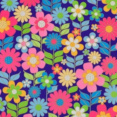 Abbildung von Star Geschenkpapier, Geschenkpapier mit Neon Blumen Motiv 70cm x 2m Rolle Bunt