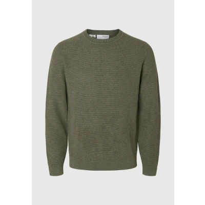 Abbildung von Selected Homme Slhross Structure CREW NECK Strickpullover, Herren, Größe: XXL, Deep forestdetail vetiver twist