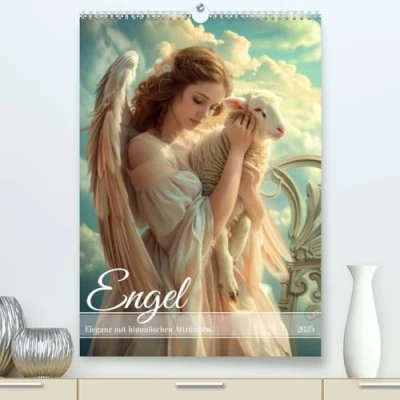 Abbildung von Engel Eleganz mit himmlischen Attributen (hochwertiger Premium Wandkalender 2025 DIN A2 hoch), Kunstdruck in Hochglanz