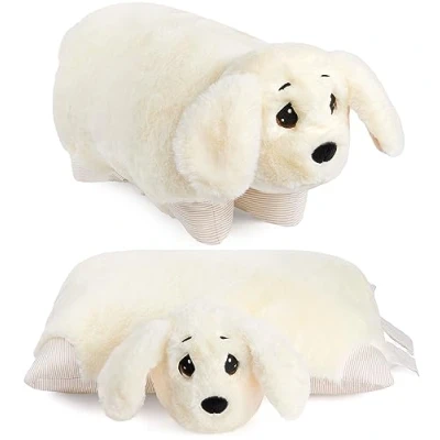 Abbildung von BRUBAKER Kuscheltier Kuscheltierkissen Hund 2 in 1 Plüschtier und Kuschelkissen (40 x 30 cm, St., Tierkissen Hundekissen Stofftier), Kuschelhund aufklappbares Kinder Plüschkissen mit Klettverschluss