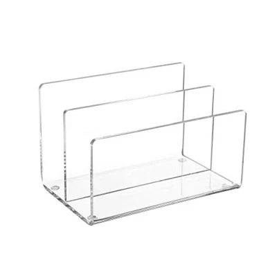 Abbildung von Maul Kartenständer aus Acryl Schreibtisch Organizer für Notizzettel, Visitenkarte und Postkarte Mit 2 Fächern mehr Platz zur Aufbewahrung Eleganter Büro Glasklar