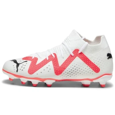 Abbildung von Puma Future Match FG/AG JR Unisex Fußballschuh Nocken für Kinder, Größe: 33, White/black/fire orchid Schuhe