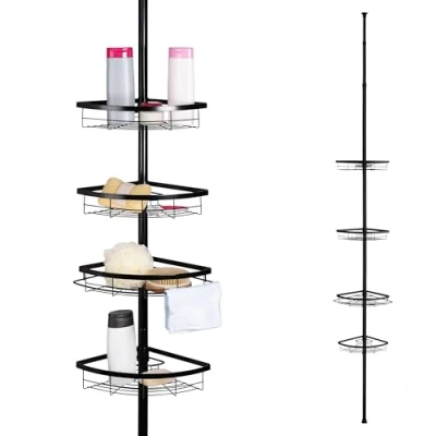 Abbildung von bremermann Eckregal Teleskop Eckregal, 4 Körbe, Stange bis max. ca. 290 cm, schwarz